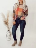 Women's large plaid long sleeved top