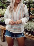 Contrast striped texture kangaroo bag knit hoodie