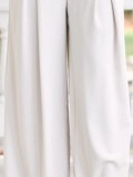 Cream White Wide Leg Trousers