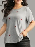 Crew-neck love heart T-shirt