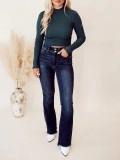 Dark green ruffled short top