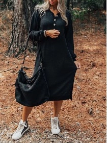 fall knit buttons cardingan dress