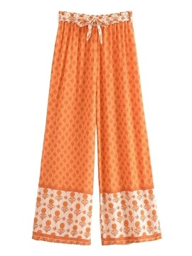 Fashion plant printed casual pants