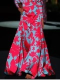 Floral Print Deep V-Neck Long Sleeve Floor Length Dress