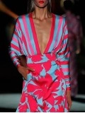 Floral Print Deep V-Neck Long Sleeve Floor Length Dress