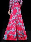 Floral Print Deep V-Neck Long Sleeve Floor Length Dress
