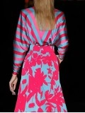 Floral Print Deep V-Neck Long Sleeve Floor Length Dress