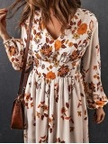 Floral V-Neck Long Sleeve Maxi Dress