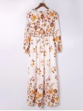 Floral V-Neck Long Sleeve Maxi Dress