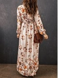 Floral V-Neck Long Sleeve Maxi Dress
