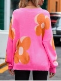 Flower Pattern Slouchy Sweater