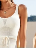 Fringe Hem Drawstring Waist Split Cover Up Dress
