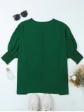 Green Smocked Wrist Shift Top