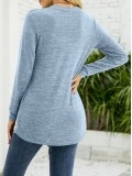 Round Neck Spliced Lace Hem Top