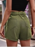 High Waist Denim Cargo Shorts