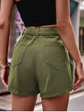 High Waist Denim Cargo Shorts