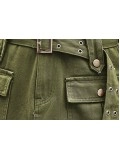 High Waist Denim Cargo Shorts