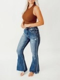 High waisted vintage washed flare jeans