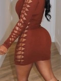 Hollow out knotted mini dress