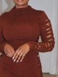 Hollow out knotted mini dress