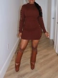 Hollow out knotted mini dress