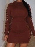 Hollow out knotted mini dress