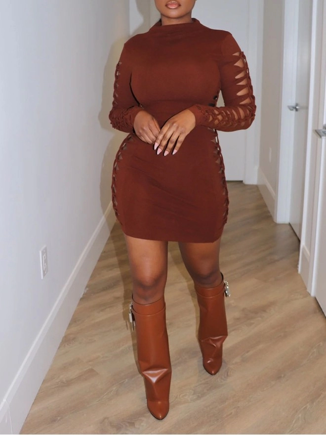 Hollow out knotted mini dress