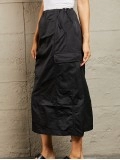 Women's High Waisted Cargo Midi Skirt in Black