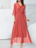 Lace patchwork chiffon elegant dress
