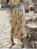 Leopard Lace Up Single Breasted Long Sleeve Dress