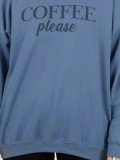 Letter printed blue loose fitting hoodie