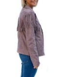 Light purple suede tassel motorcycle jacket