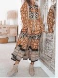 long-sleeved ethnic dress