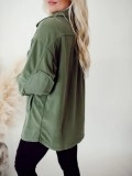 Women's Green Pocket Button Coat