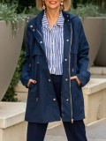 Navy layered drawstring trench coat