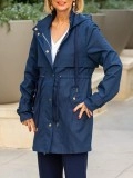 Navy layered drawstring trench coat