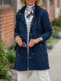 Navy layered drawstring trench coat