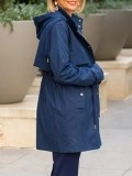 Navy layered drawstring trench coat