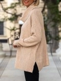 Women's Heap Collar Jacquard Split Sweater