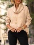 Women's Heap Collar Jacquard Split Sweater