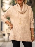Women's Heap Collar Jacquard Split Sweater