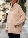 Women's Heap Collar Jacquard Split Sweater