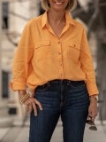 Orange button pocket shirt