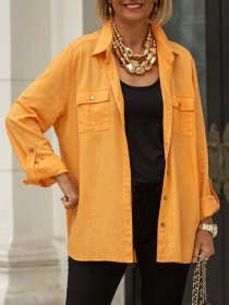 Orange button pocket shirt