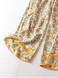 Orange plant printed casual pants