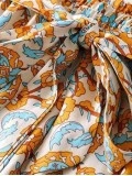 Orange plant printed casual pants