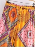 Orange printed loose pants