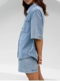 Oversized Denim Shirt  Light Wash