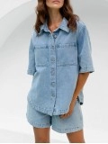 Oversized Denim Shirt  Light Wash