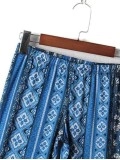 Plant printed slim flared pants
